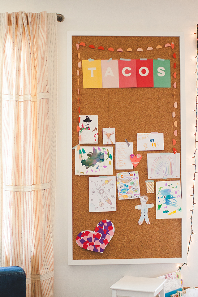 A DIY Cork Wall For Kid Art