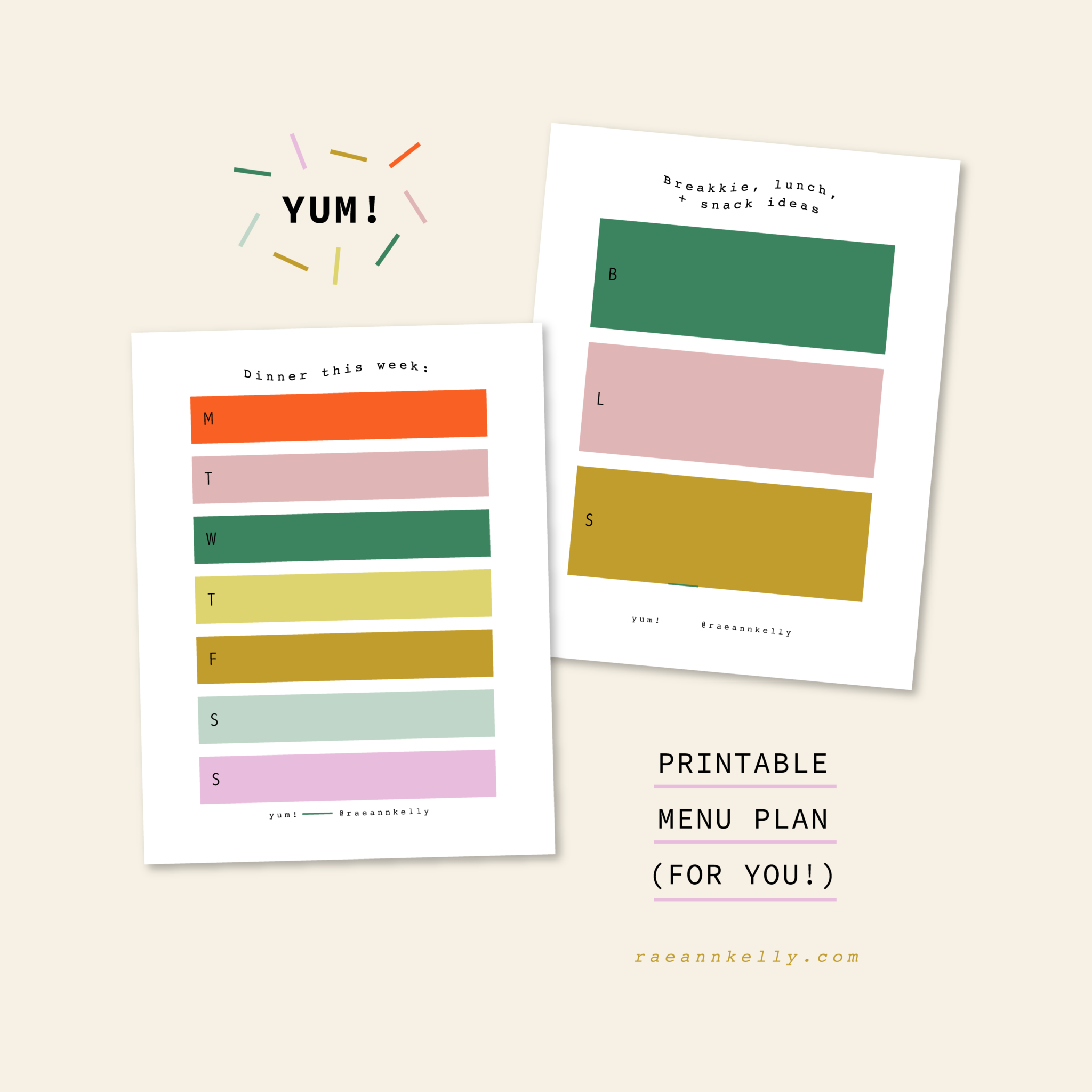 NEW PRINTABLE MENU PLAN RAE ANN KELLY