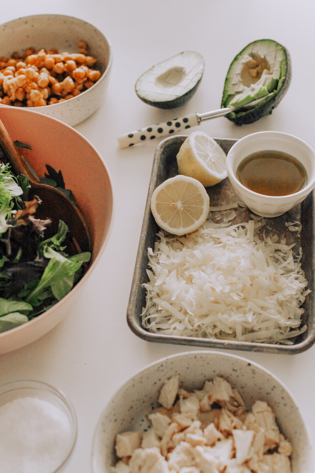 SIMPLE AND DELICIOUS SPRING MIX SALAD WITH PARMESAN ROASTED CHICKPEAS